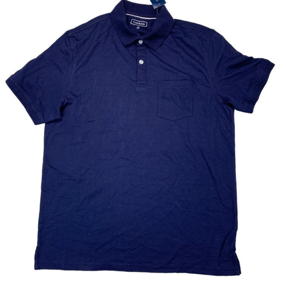 Club Room Men's Solid Jersey Polo with Pocket Size M